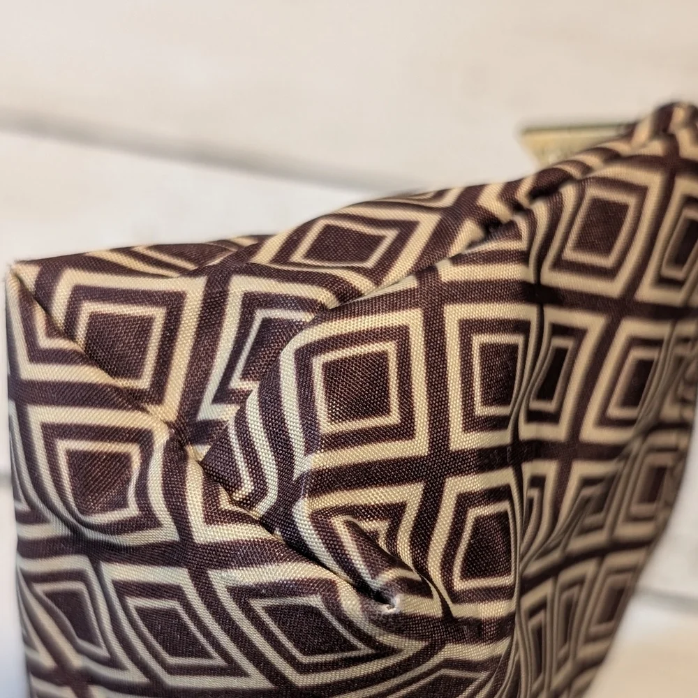 Vintage Estée Lauder Geometric Patterned Cosmetic Bag, Zippered Makeup Pouch - Picture 8 of 11